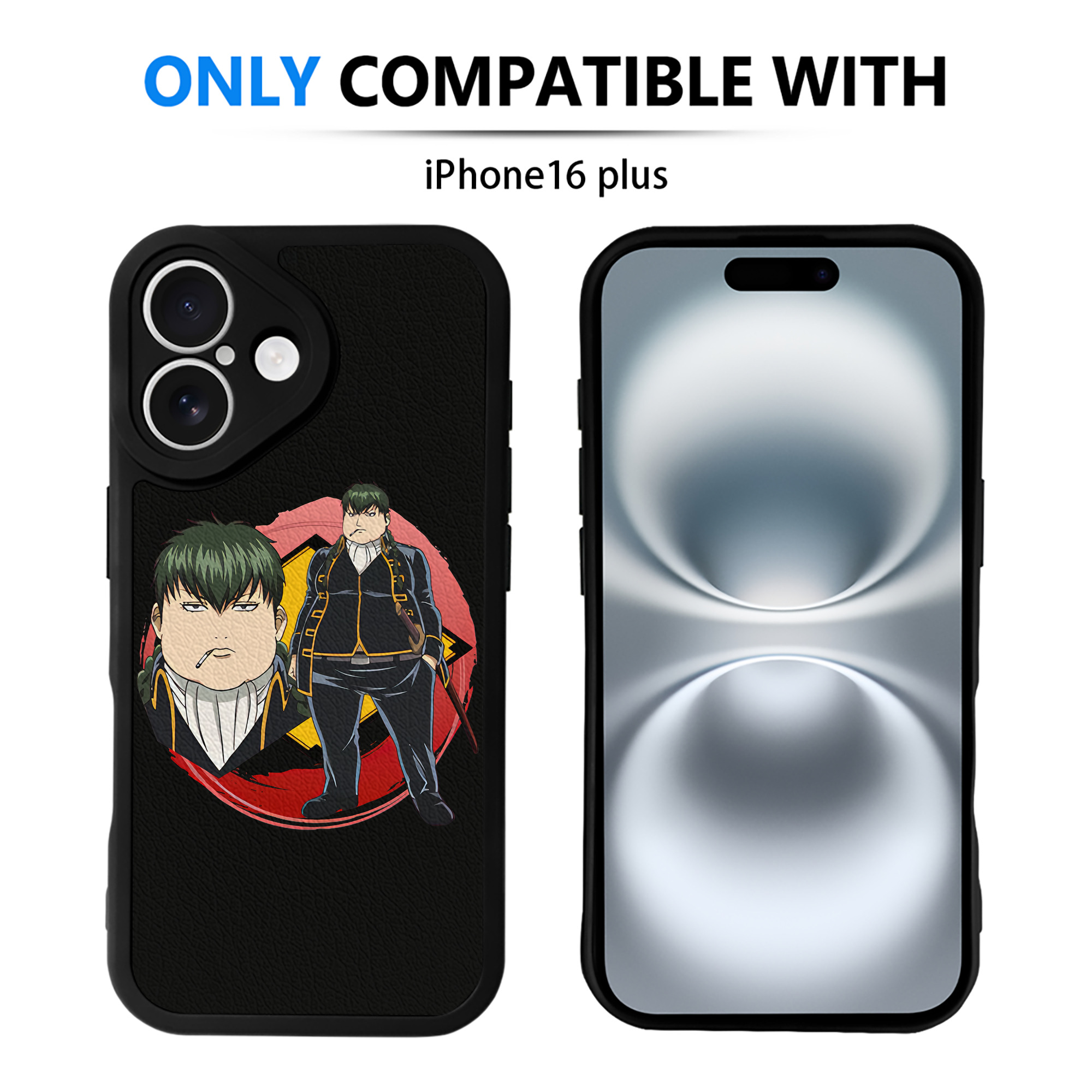 （画像用） ぎんたま 坂田銀時（さかたぎんとき） 神楽 志村新八（しむら しんぱち） GINTAMA Sakata Gintoki Kagura Shimura Shinpachi 【iPhone 16シリーズ対応】シリコンスマホケース（レザー調） 材質：シリコン